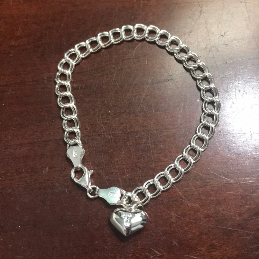 Silver Charm Bracelet - 7” - including heart charm